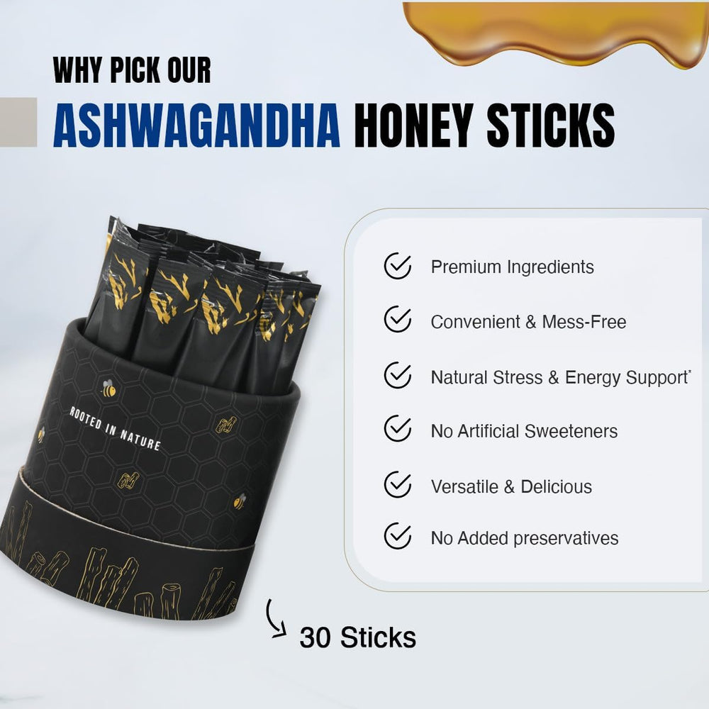 Bargad KSM-66 honey sticks closeup with rich honey texture and soothing notes.