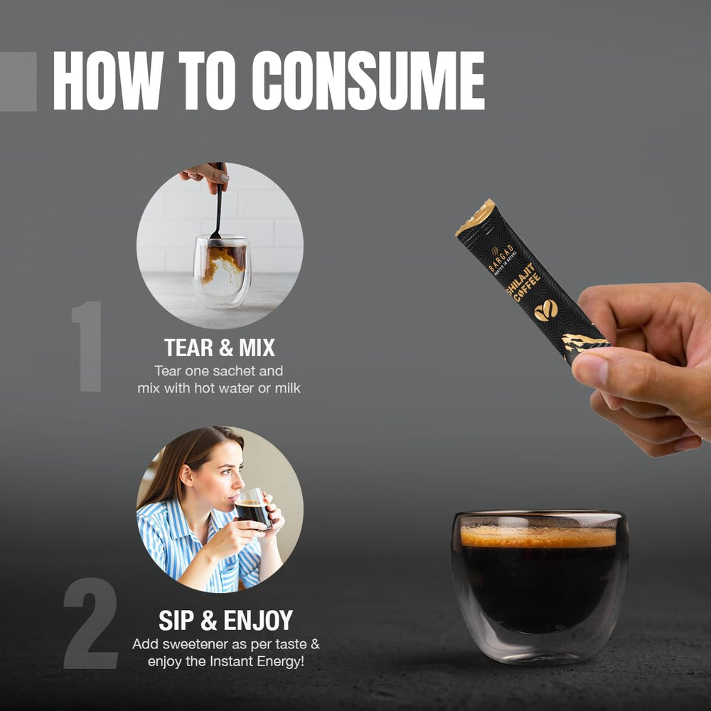 Bargad Premium Shilajit Coffee cup steaming signals focused, steady energy.