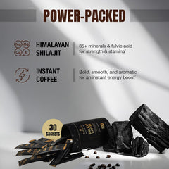Bargad Shilajit powder scoop shows precise 2000mg per serving for consistency.