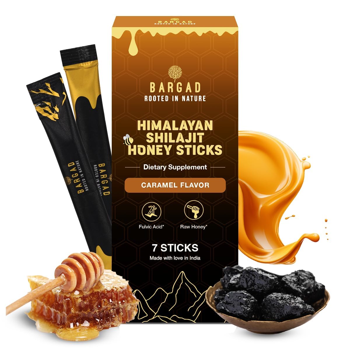 Bargad shilajit stick Himalayan origin with honey and caramel for on-the-go energy