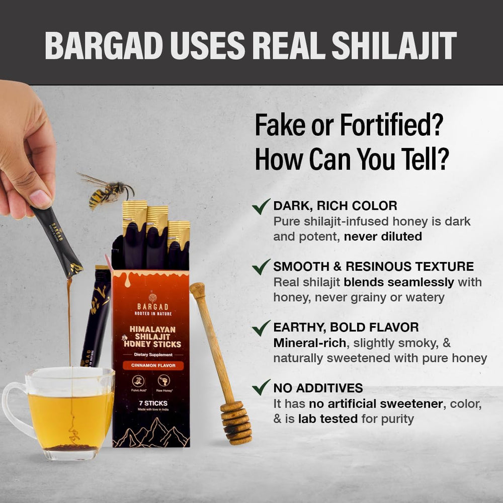 Bargad Shilajit Sticks crystallized honey detail shows natural crystallization.