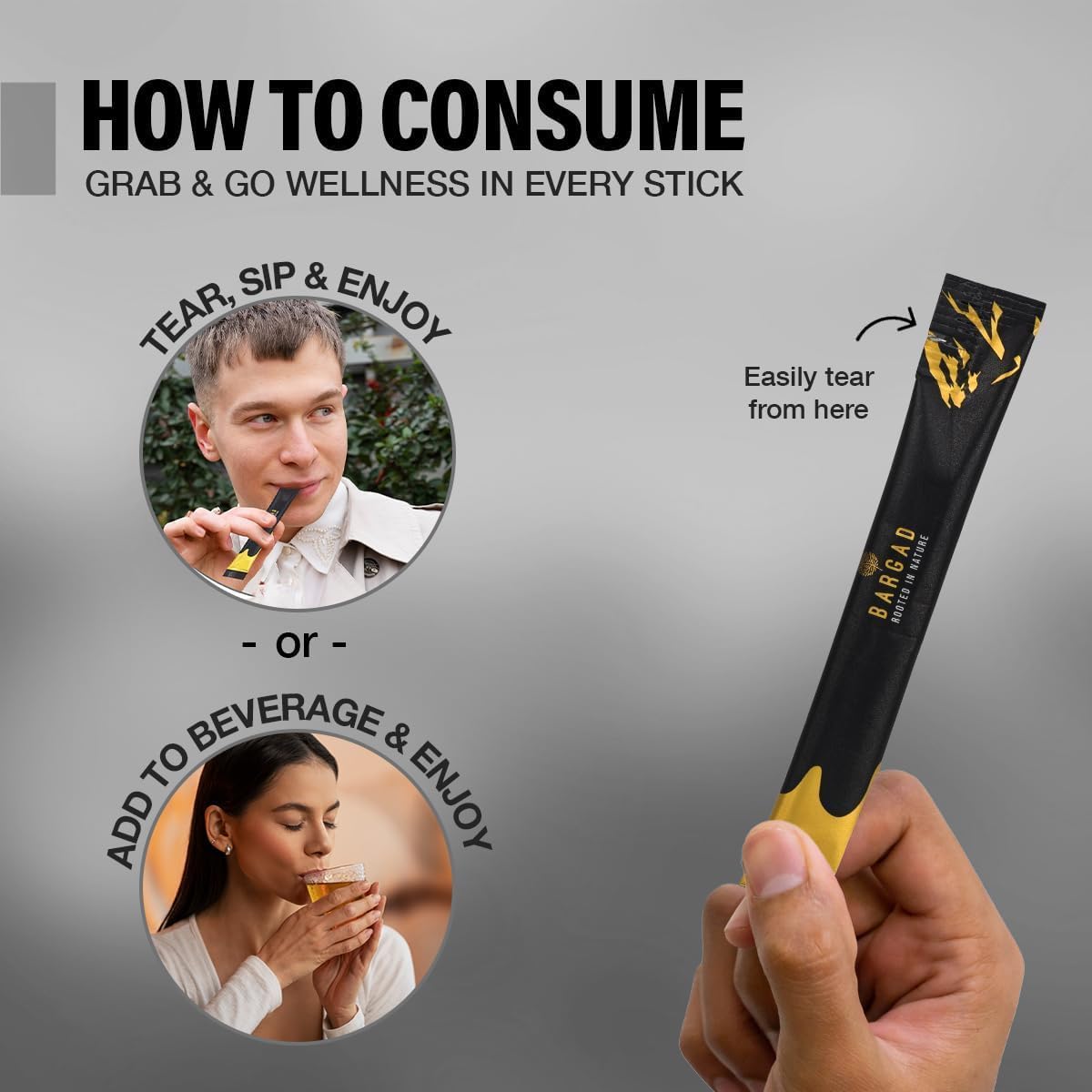 Bargad Shilajit Sticks dissolving amber resin in water hints quick absorption.