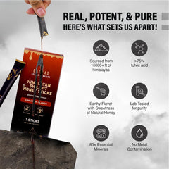 Bargad Shilajit Sticks honey-cinnamon blend close-up with rich amber resin.