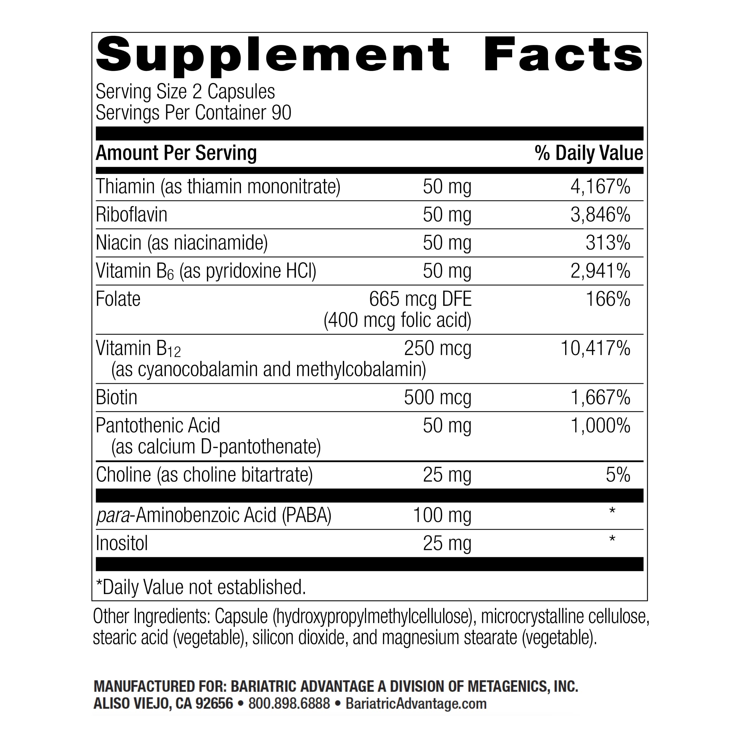 Bariatric Advantage B50 capsules ready to swallow support easy daily intake.