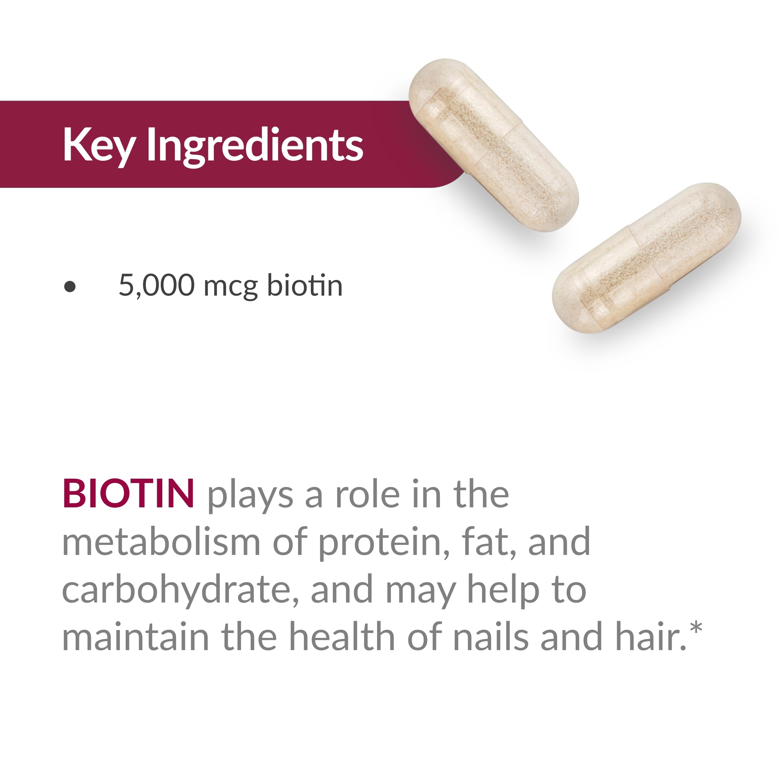 Bariatric Advantage Biotin capsules beside a meal, illustrating take-with-food guidance.