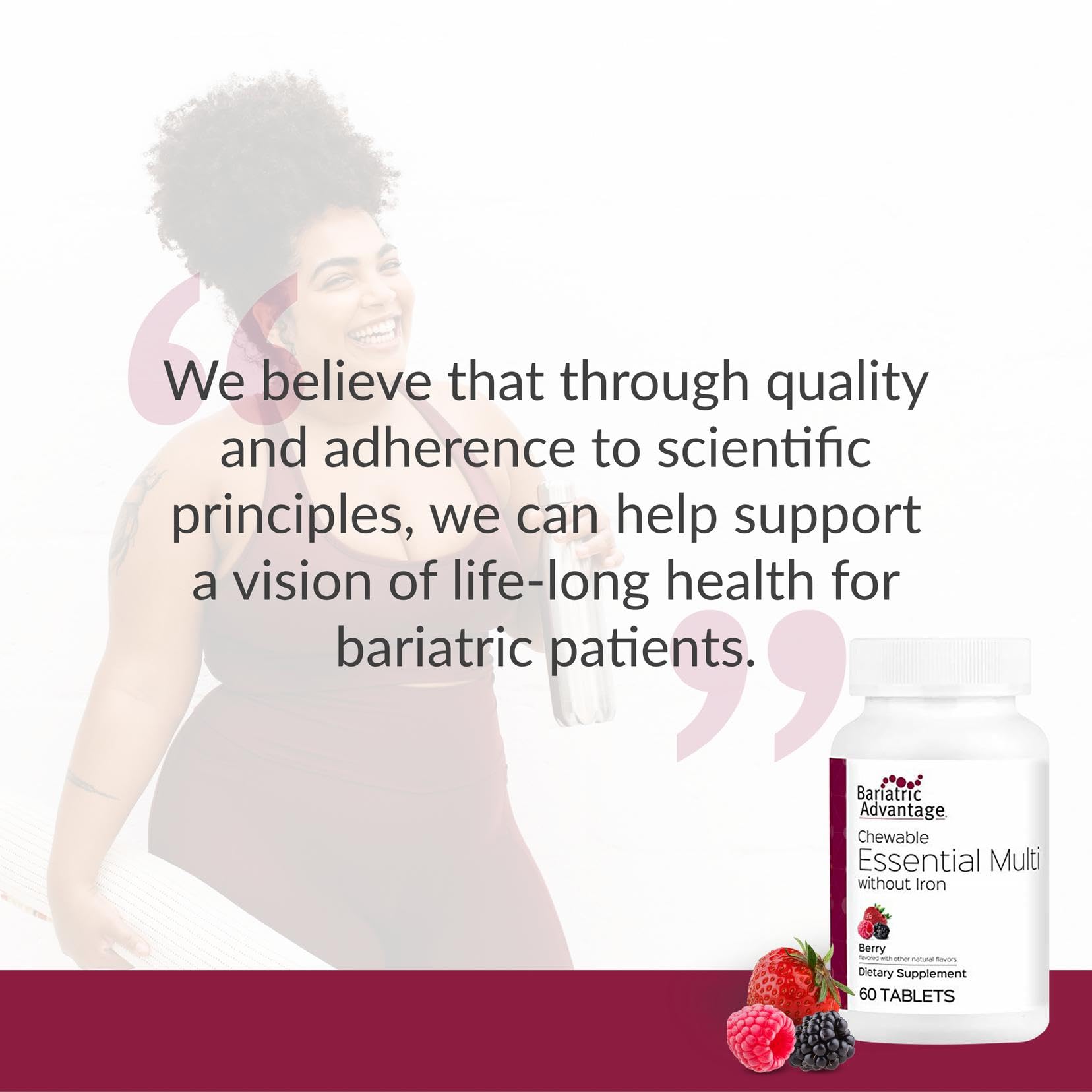 Bariatric Advantage branding with bottle and logo for trusted nutrition