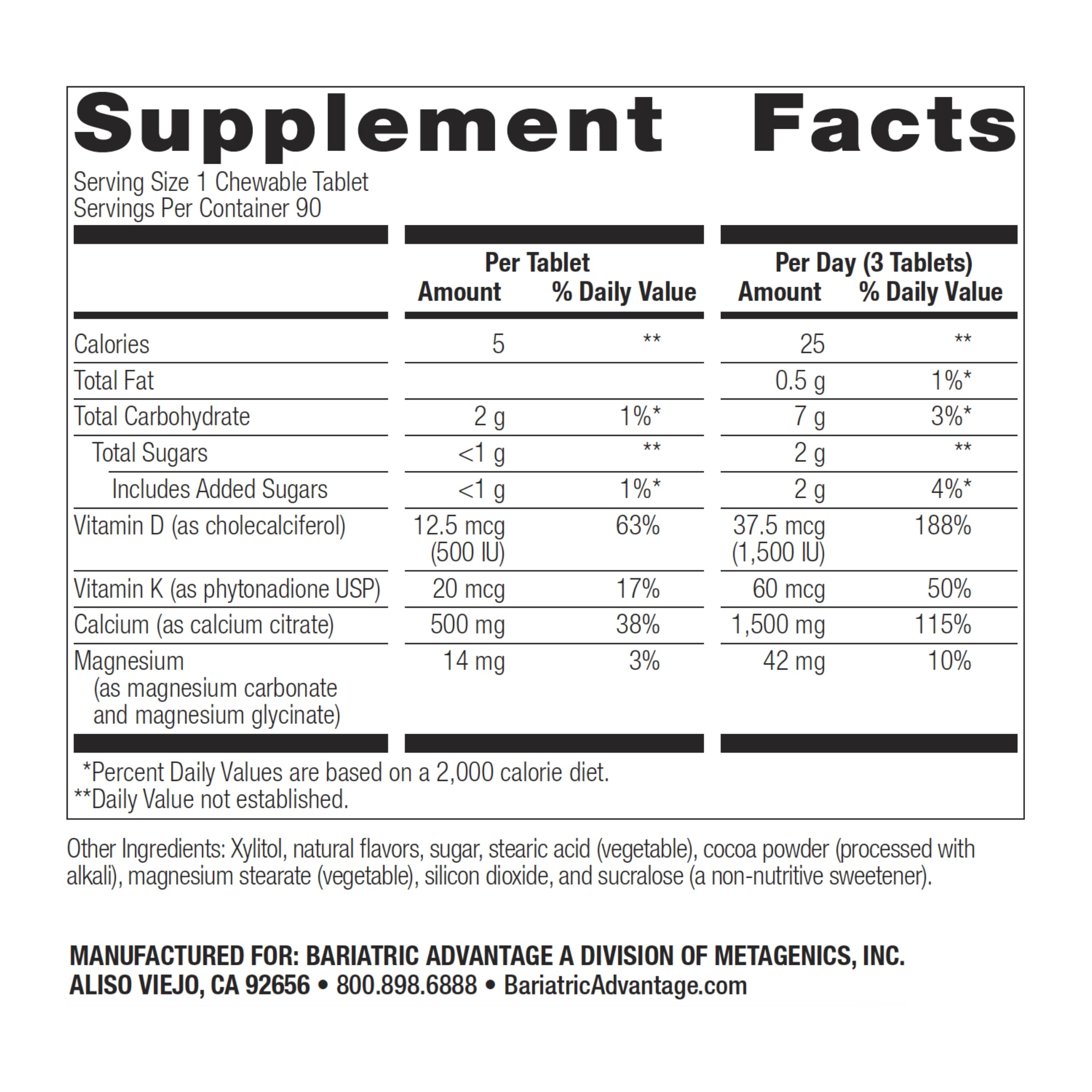 Close-up of Bariatric Advantage chewables showing chocolate flavor and soft texture.