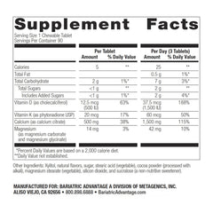 Close-up of Bariatric Advantage chewables showing chocolate flavor and soft texture.
