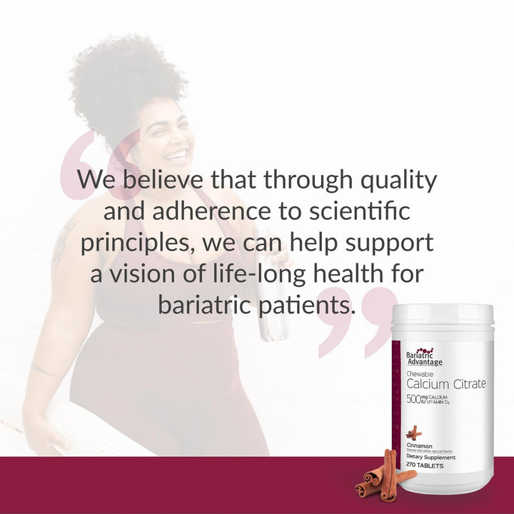 Bariatric Advantage label nutrition closeup highlighting calcium and D3 content