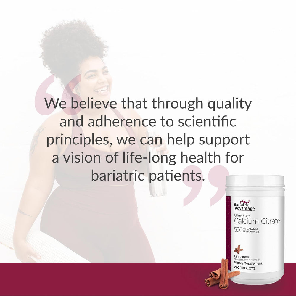 Bariatric Advantage label nutrition closeup highlighting calcium and D3 content