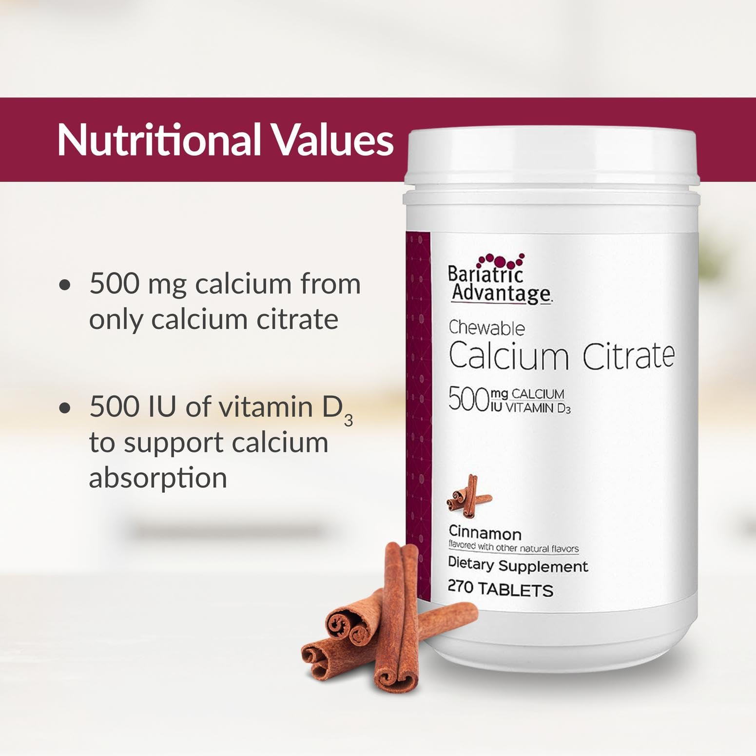 Bariatric Advantage packaging front view emphasizing 270-count supply for long-term use