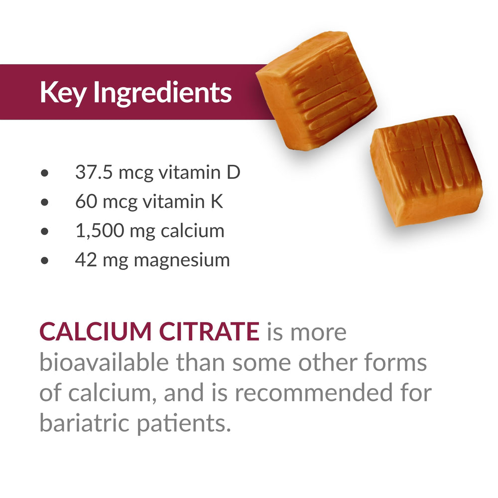 Bariatric Advantage Calcium Citrate Chewy Bites 250mg per chew for easy dosing.
