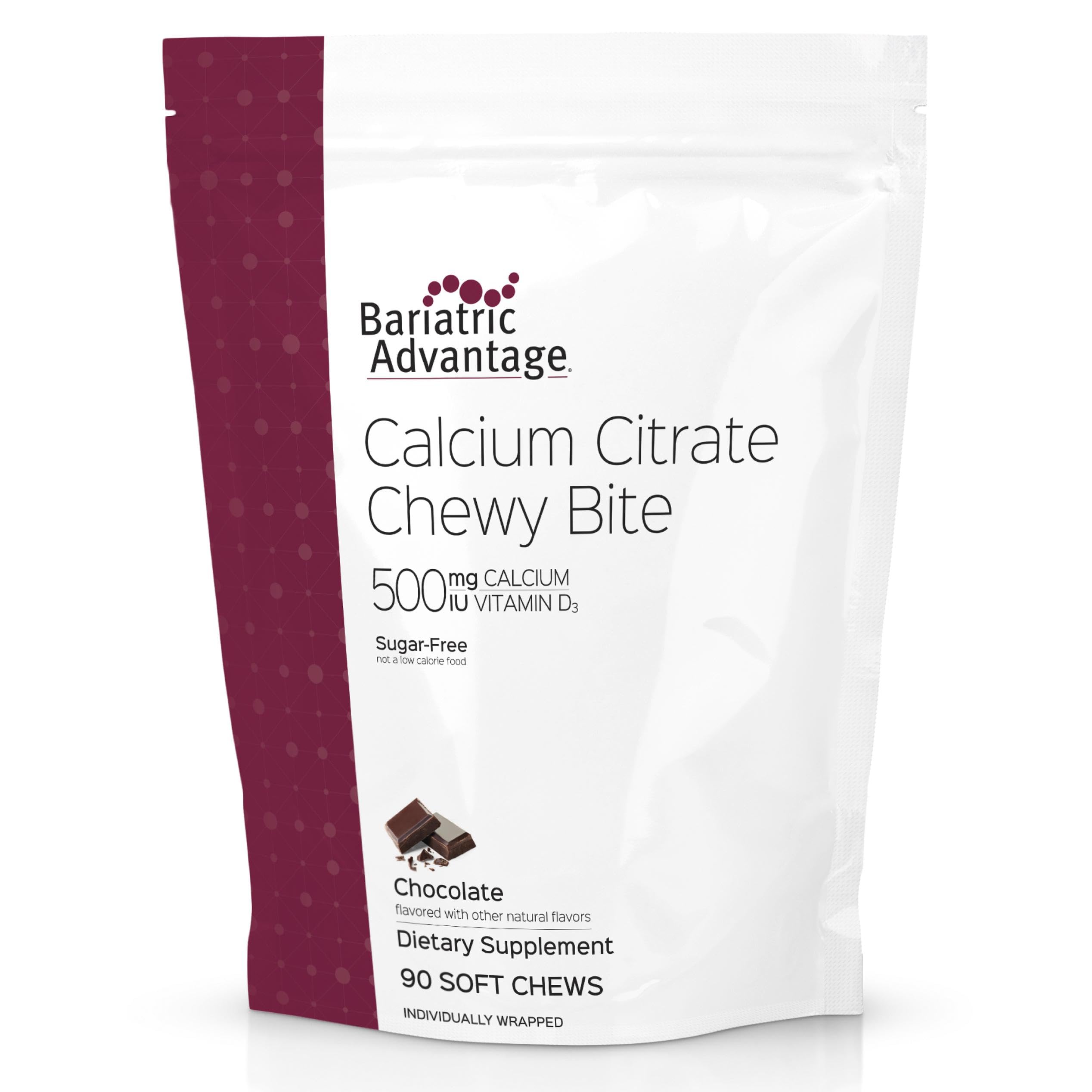 Bariatric Advantage bottle view with 90-count calcium chews for daily calcium support.