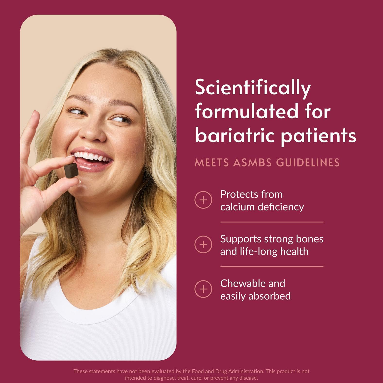 Bariatric Advantage chocolate-flavored chew close-up shows texture and palatability.