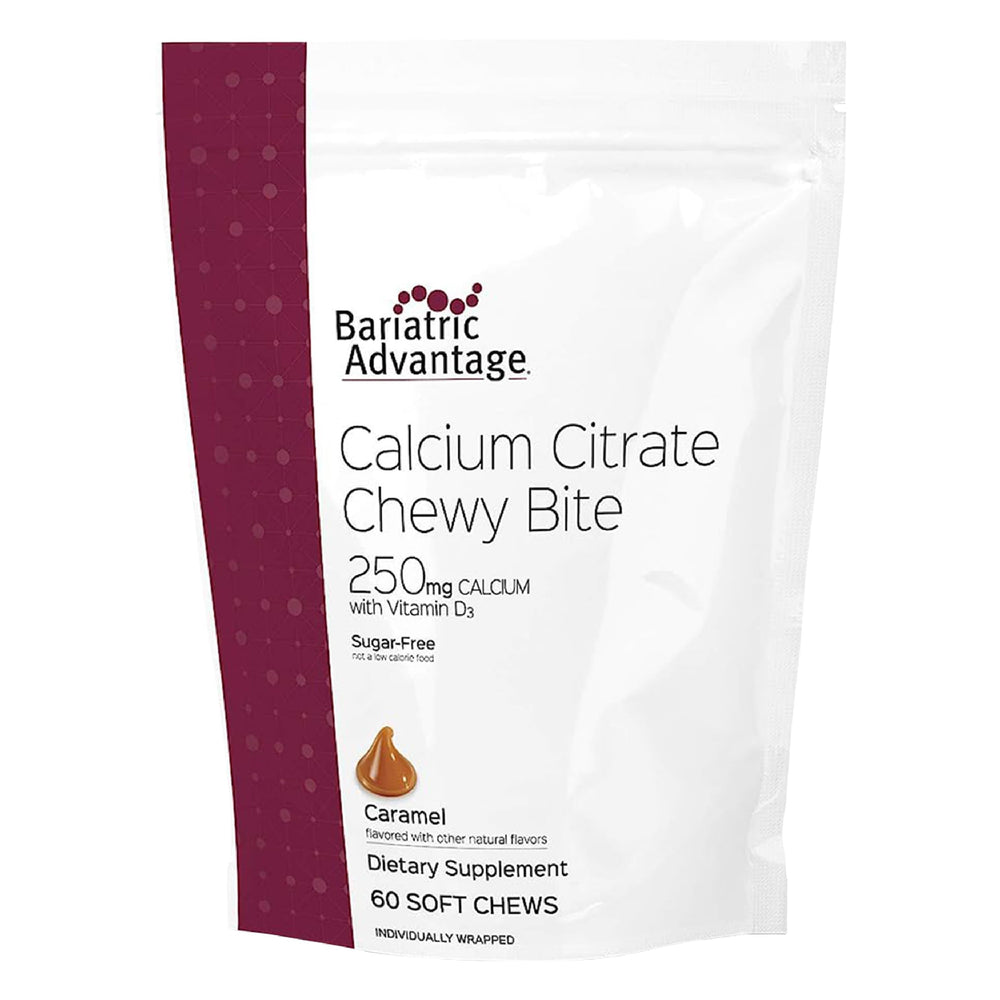 Bariatric Advantage Calcium Citrate Chewy Bites jar for convenient daily calcium intake.