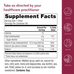 Vitamin D3 included in Bariatric Advantage chew bites for calcium support