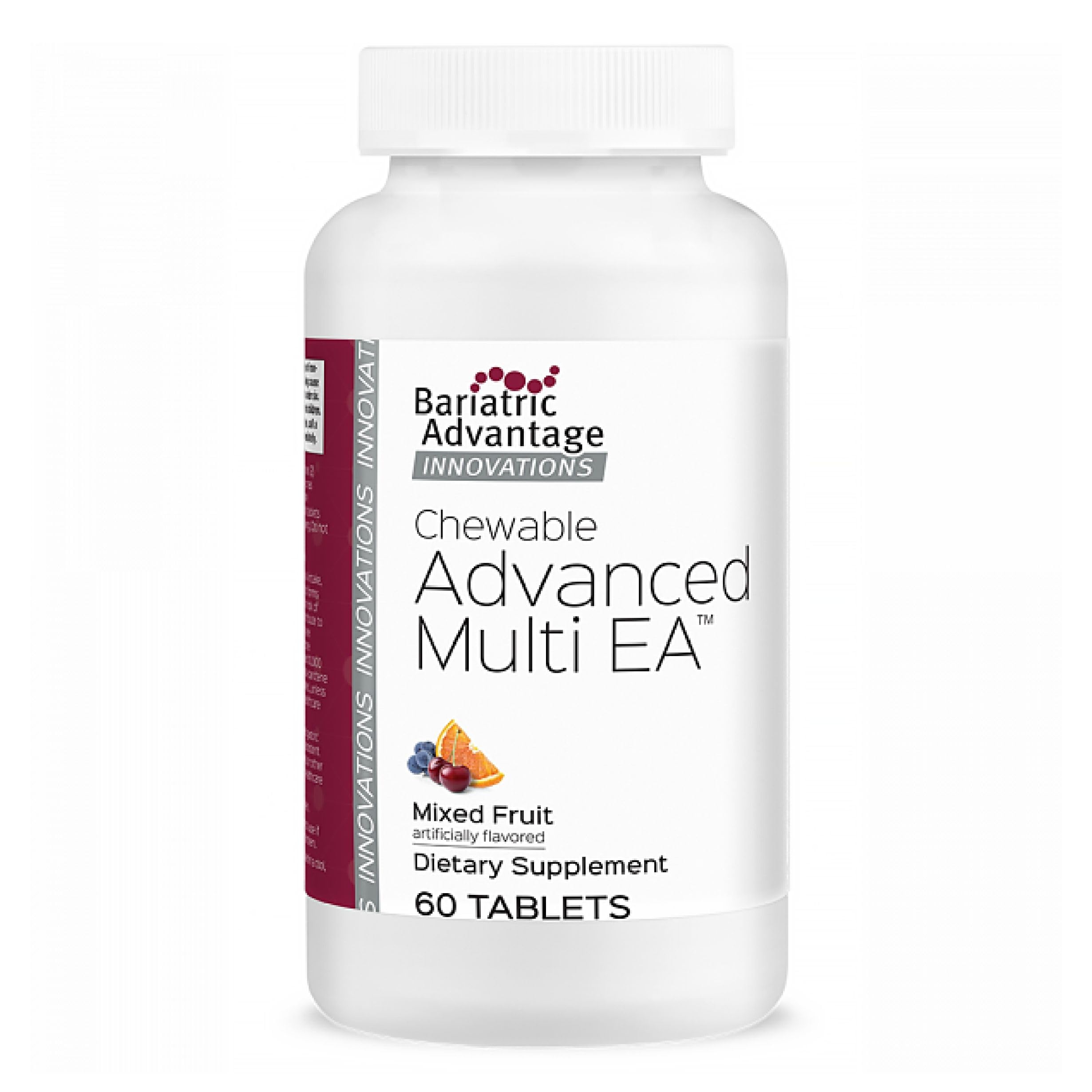 Bariatric Advantage Chewable Advanced Multi EA bottle shown for daily post-surgery nutrition.