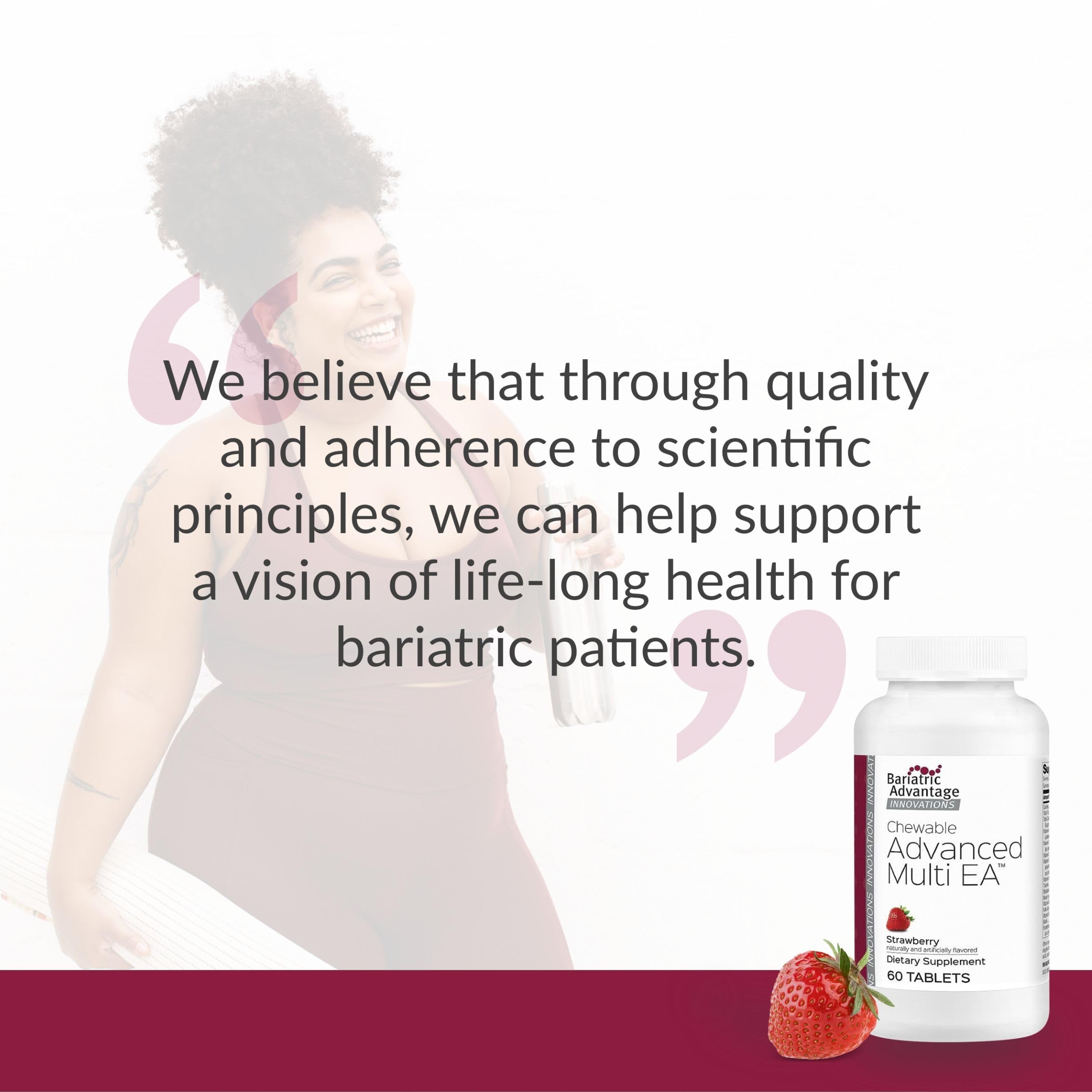 Bariatric Advantage nutrition label highlighting iron and folic acid content