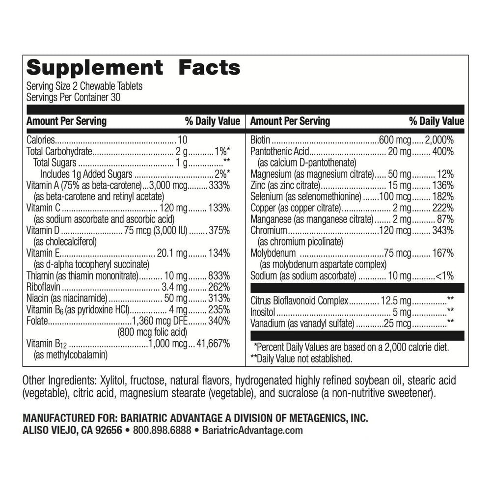 Bariatric Advantage Berry chewable tablet close-up highlighting flavor and texture