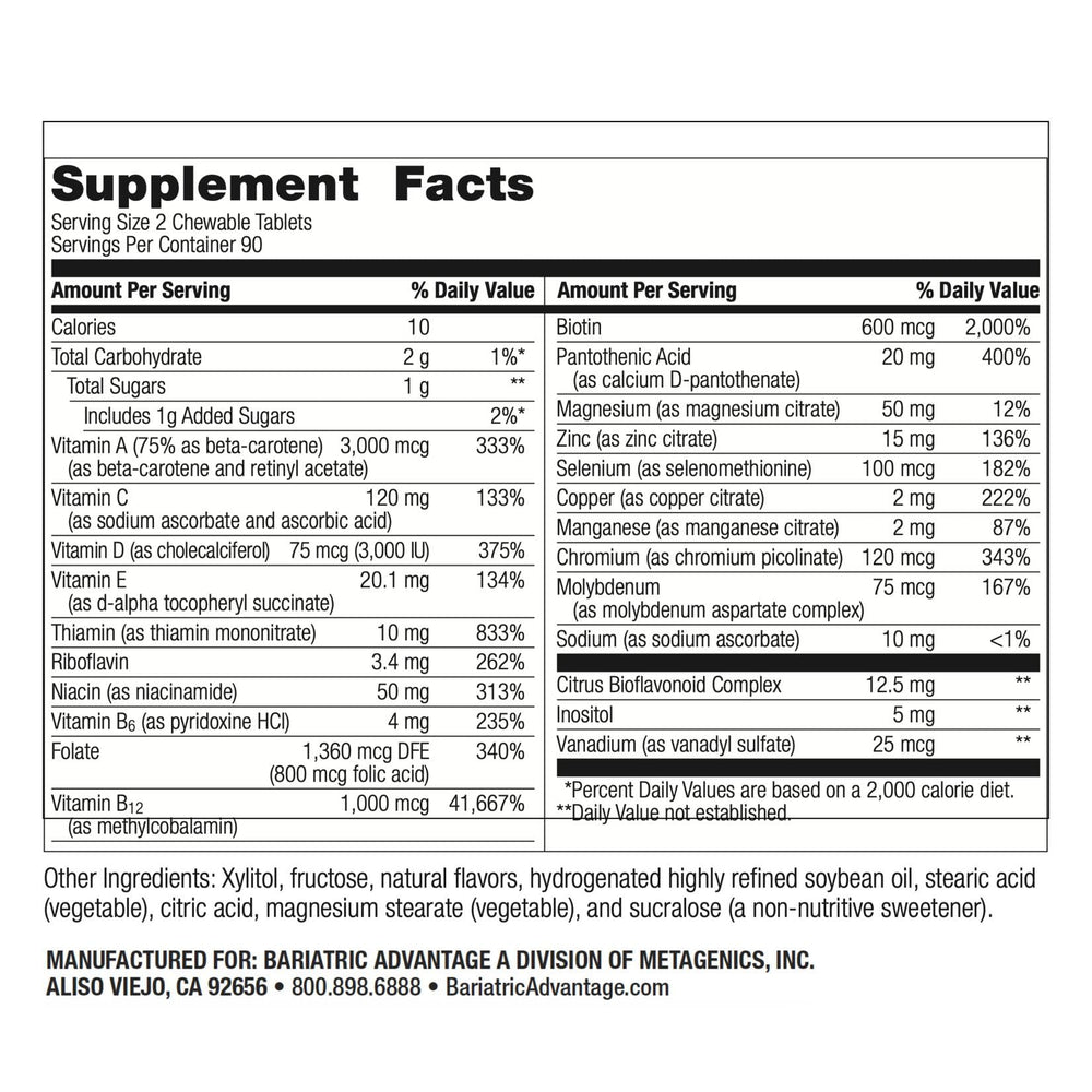 Close-up of Bariatric Advantage berry chewables for daily nutrient intake