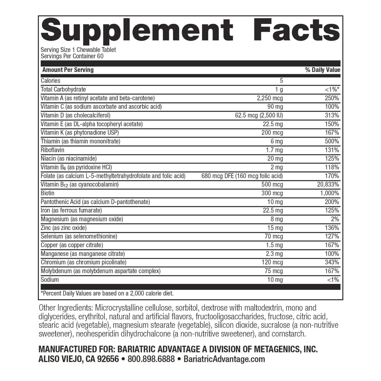 Bariatric Advantage chewable with iron and B vitamins for easy daily nutrient intake