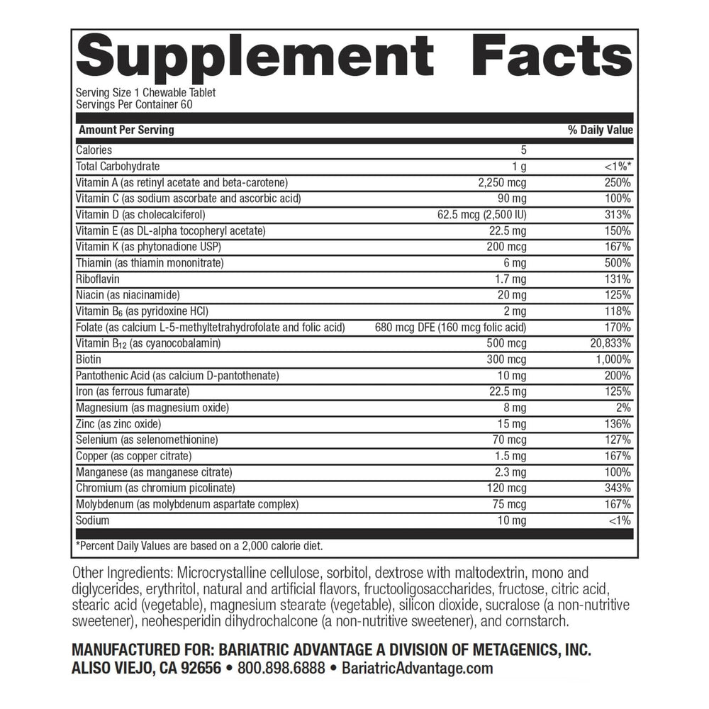 Bariatric Advantage chewable with iron and B vitamins for easy daily nutrient intake