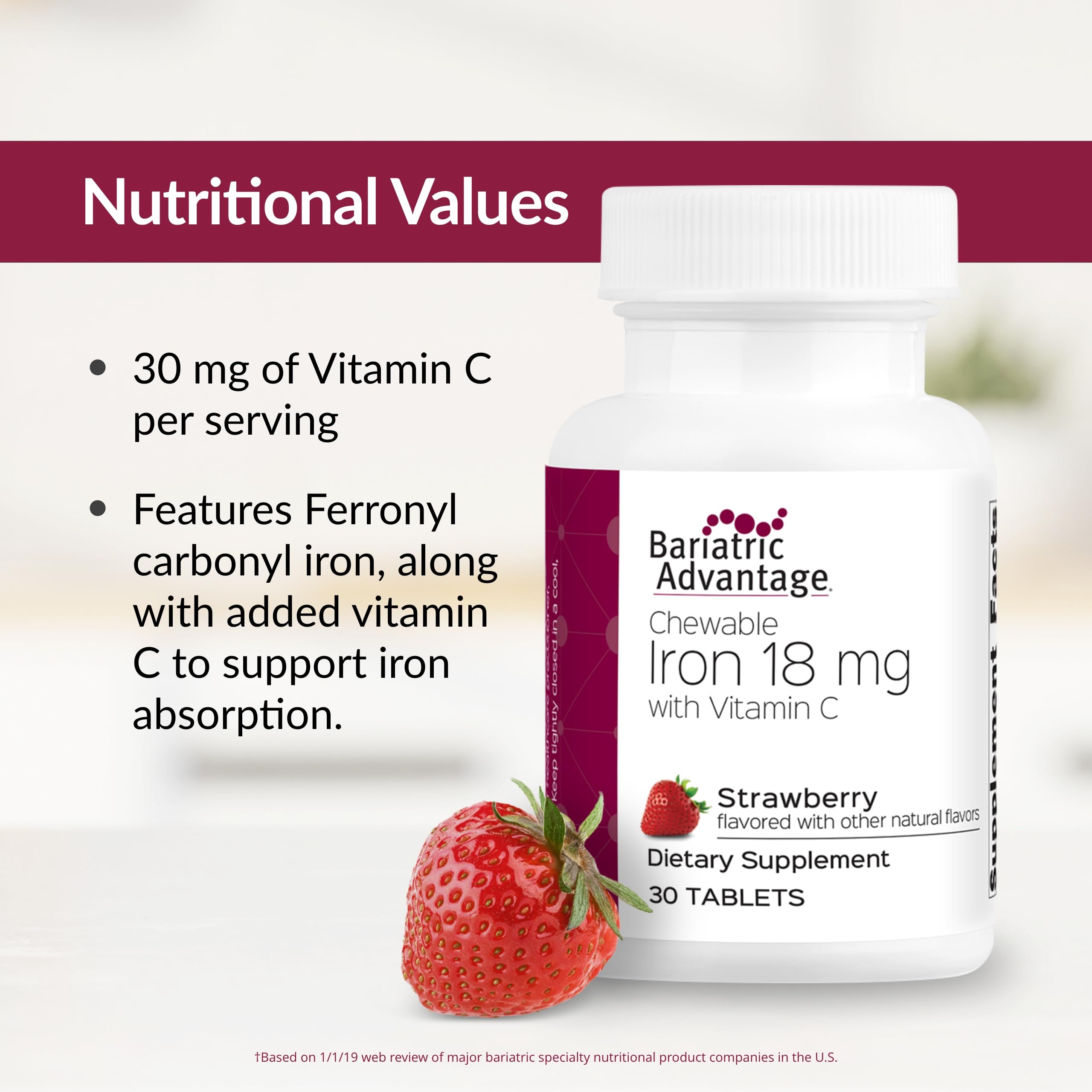 Bariatric Advantage chewable tablets in hand illustrating easy daily use