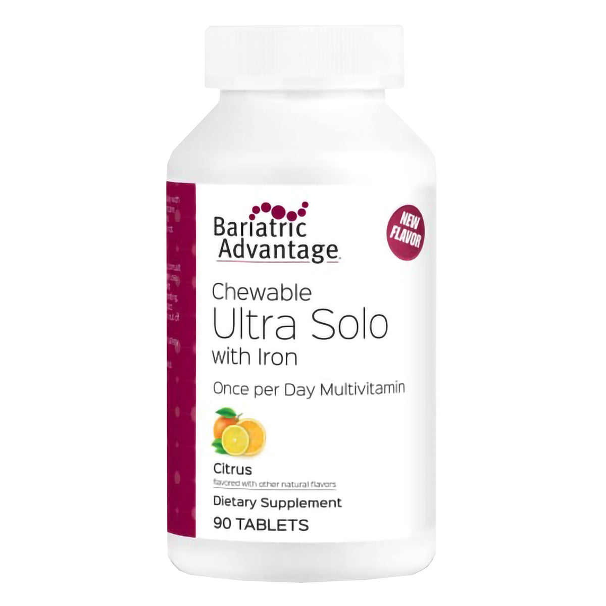 Bariatric Advantage chewable Ultra Solo iron tablet for daily nutritional support.