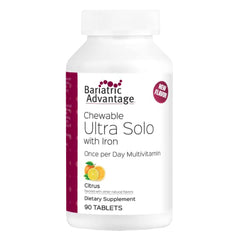 Bariatric Advantage chewable Ultra Solo iron tablet for daily nutritional support.