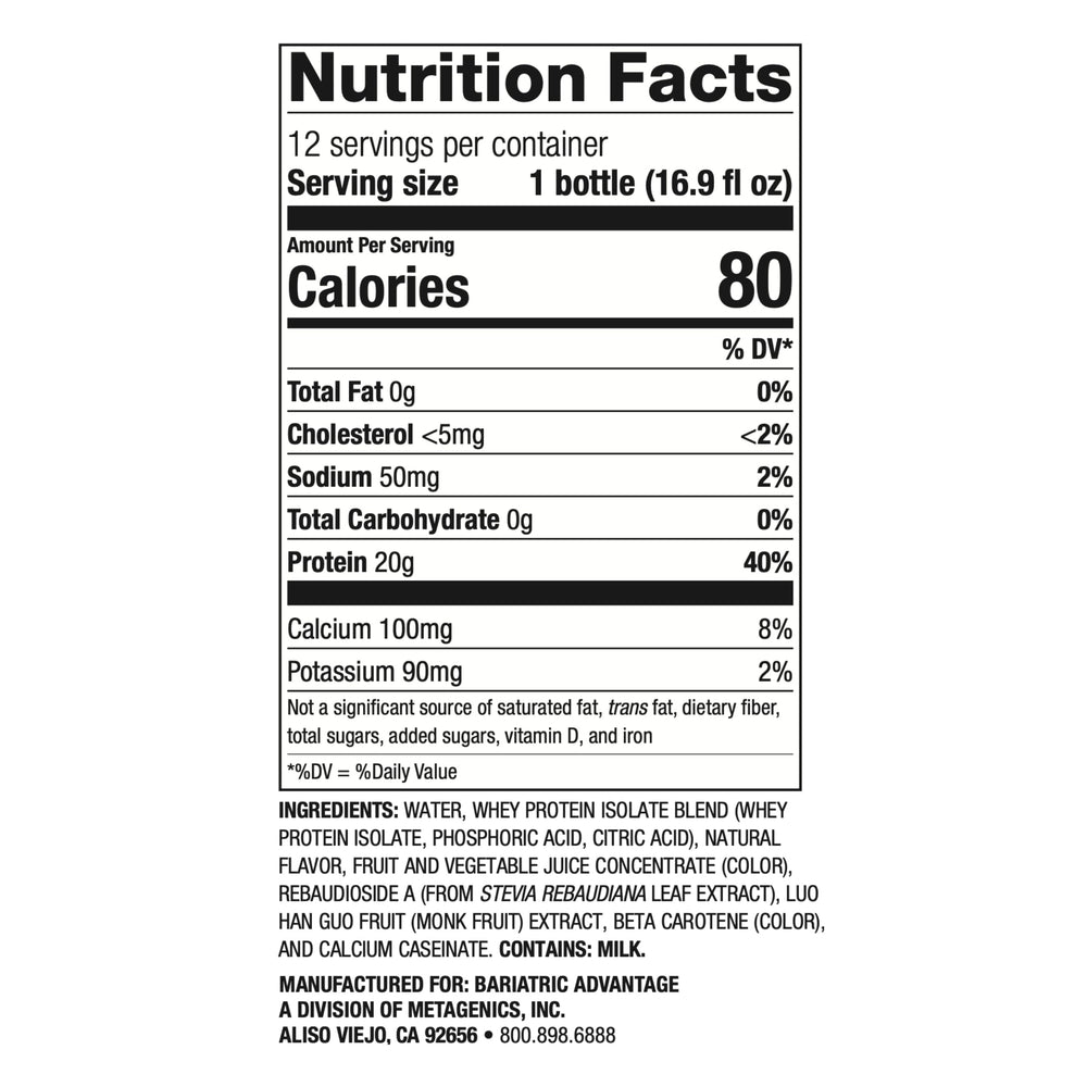 Pouring Clearly Protein into a glass highlights a zero fat and zero carb profile.