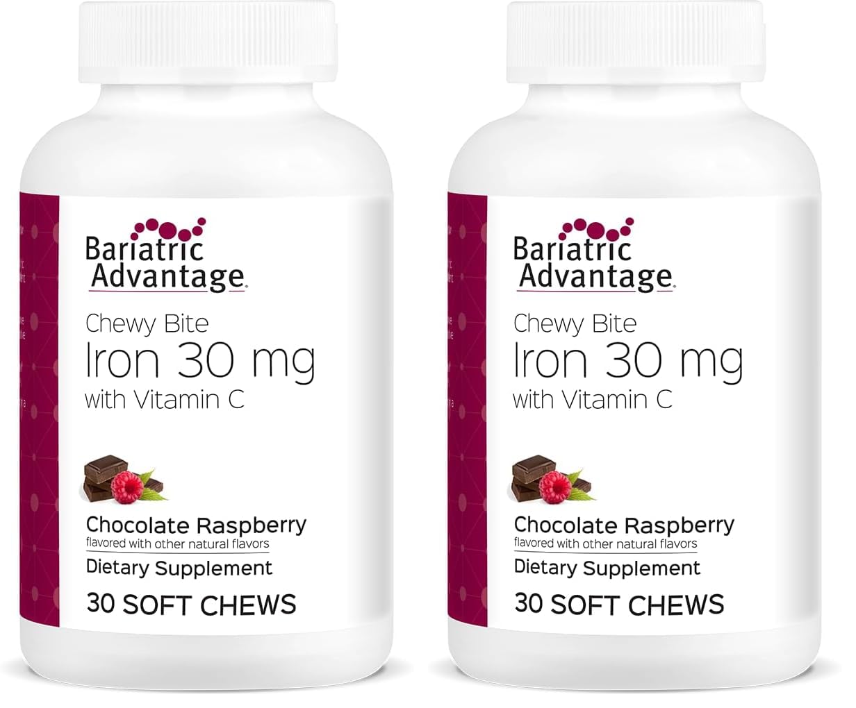 Bariatric Advantage Iron Chewy Bite front view highlighting sugar-free formula for bariatric support.