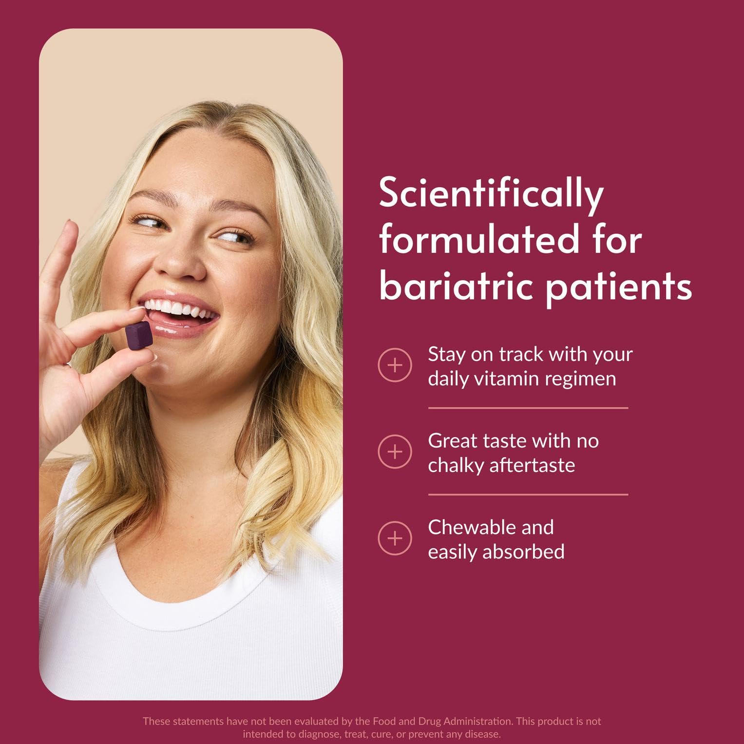 Close-up of Bariatric Advantage Multi Chewy Bite texture highlighting smooth chewability