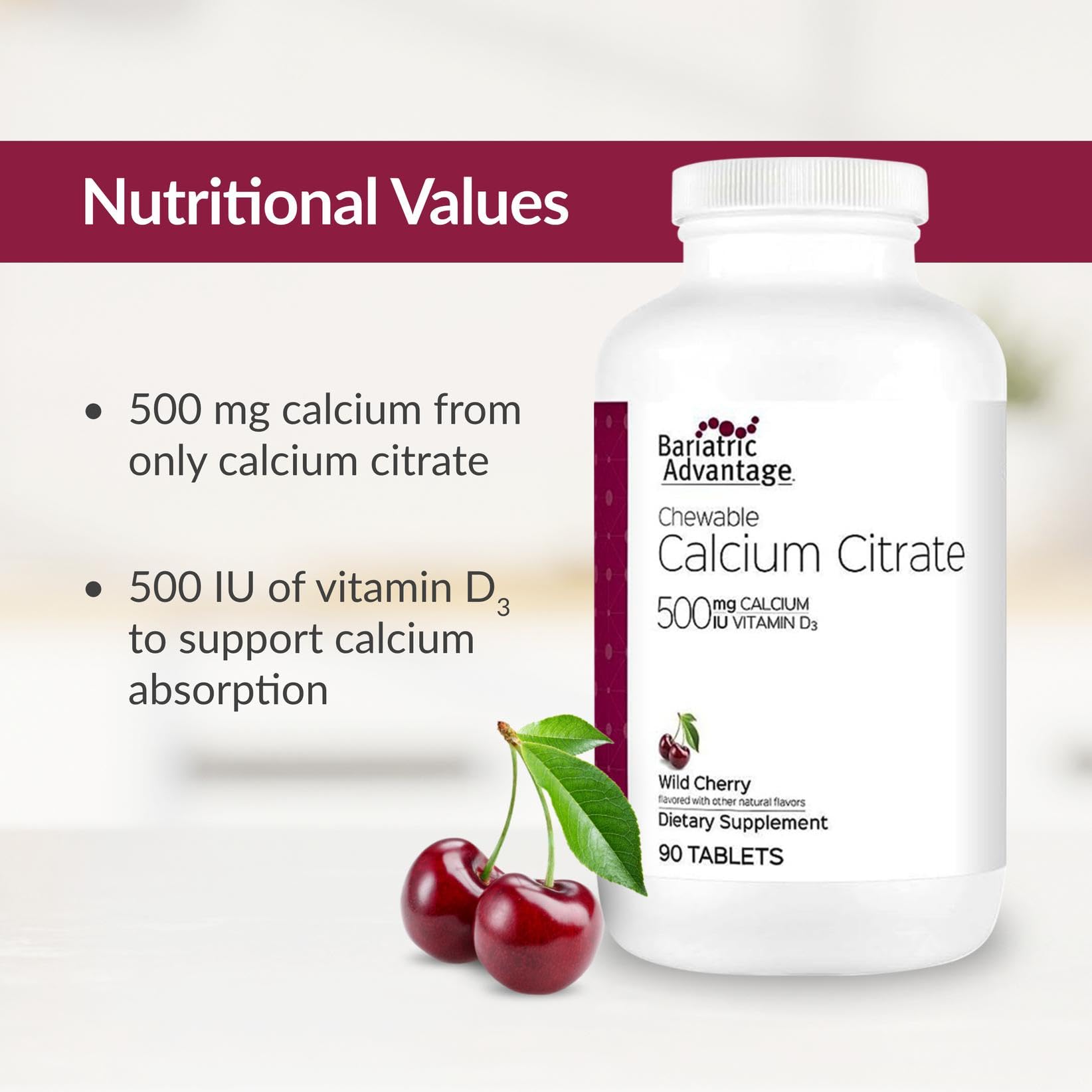 Back of Bariatric Advantage packaging showing nutrition facts and magnesium glycinate