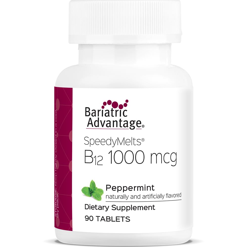 Bariatric Advantage SpeedyMelts B12 with folate fast-dissolving in peppermint flavor for post-bariatric care