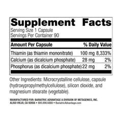 Close-up of Bariatric Advantage thiamin capsules, high-potency B1 for bariatric recovery.