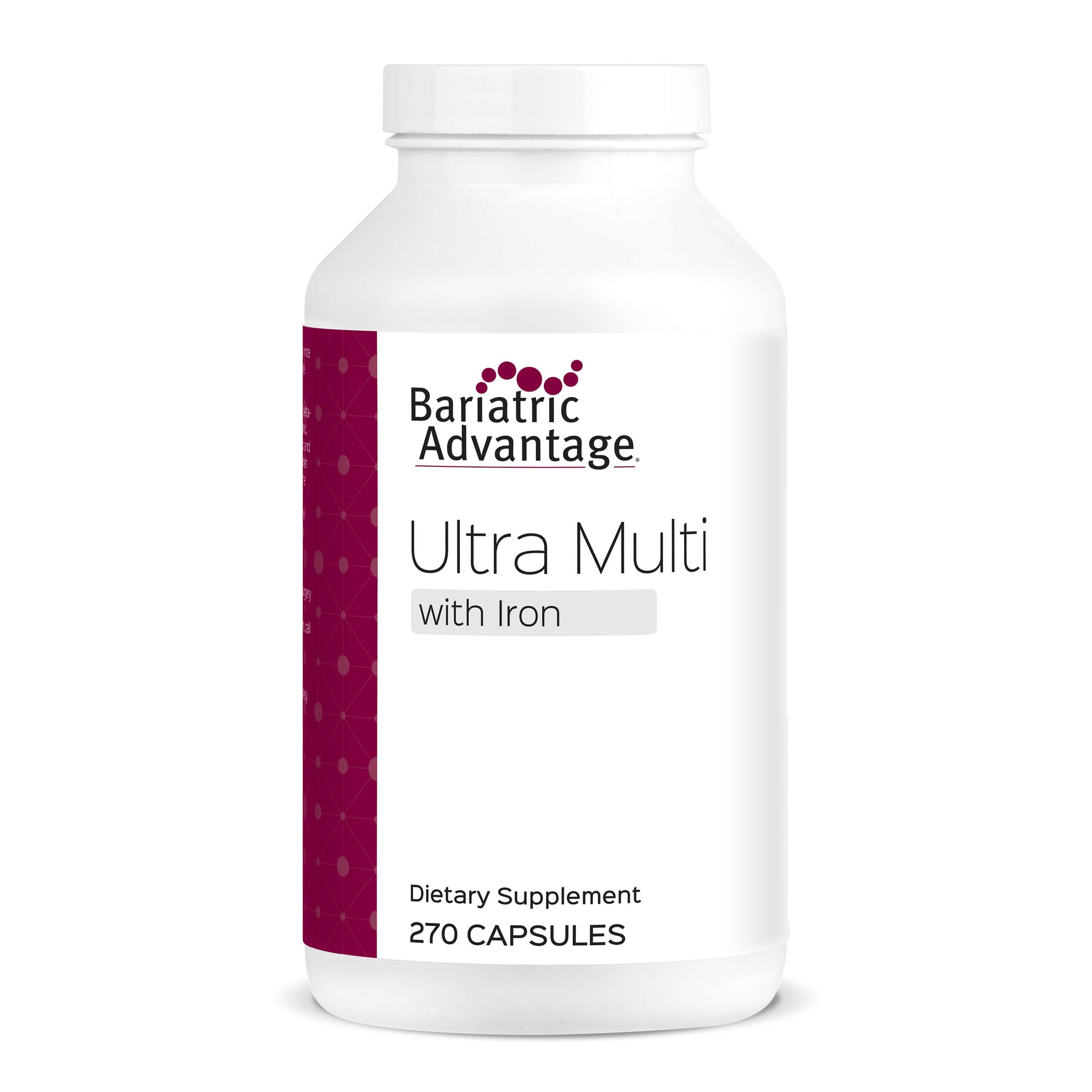 Bariatric Advantage Ultra Multi with Iron capsules bottle for daily bariatric nutrition