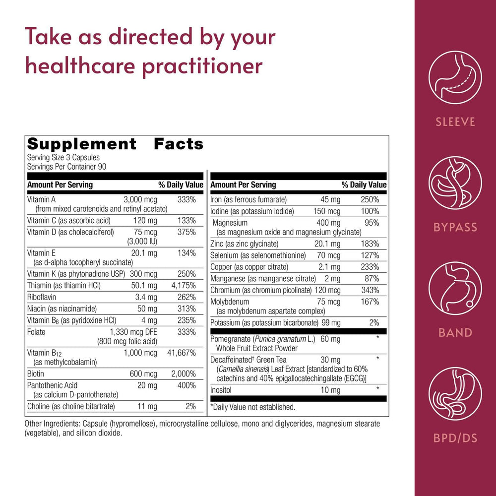 Bariatric Advantage Ultra Multi with Iron capsules being poured into a glass