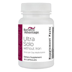 Bariatric Advantage Ultra Solo Without Iron bottle front supports daily nutrition after bariatric surgery.