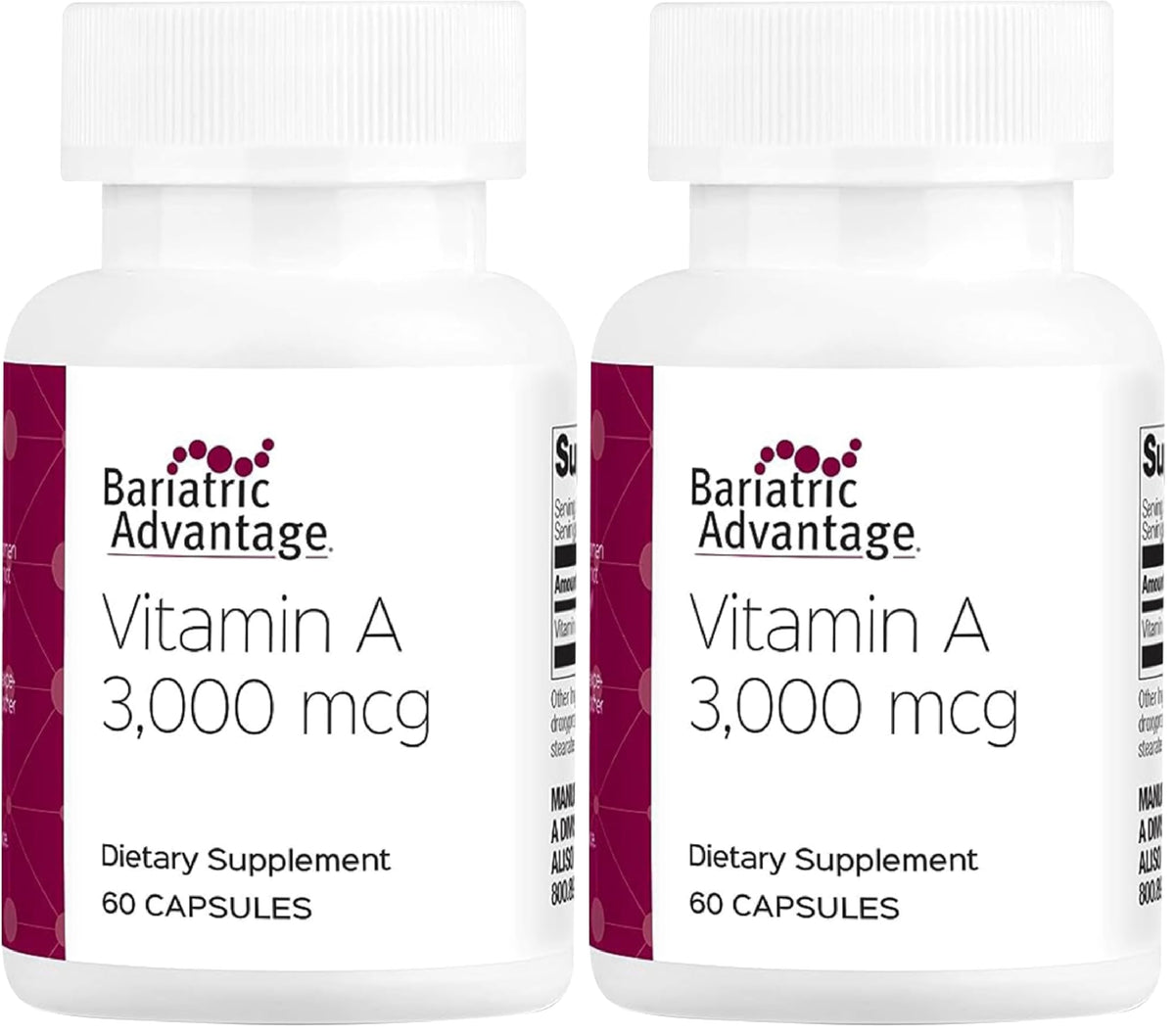 Bariatric Advantage Vitamin A 3000mcg mini capsules bottle supports eye health