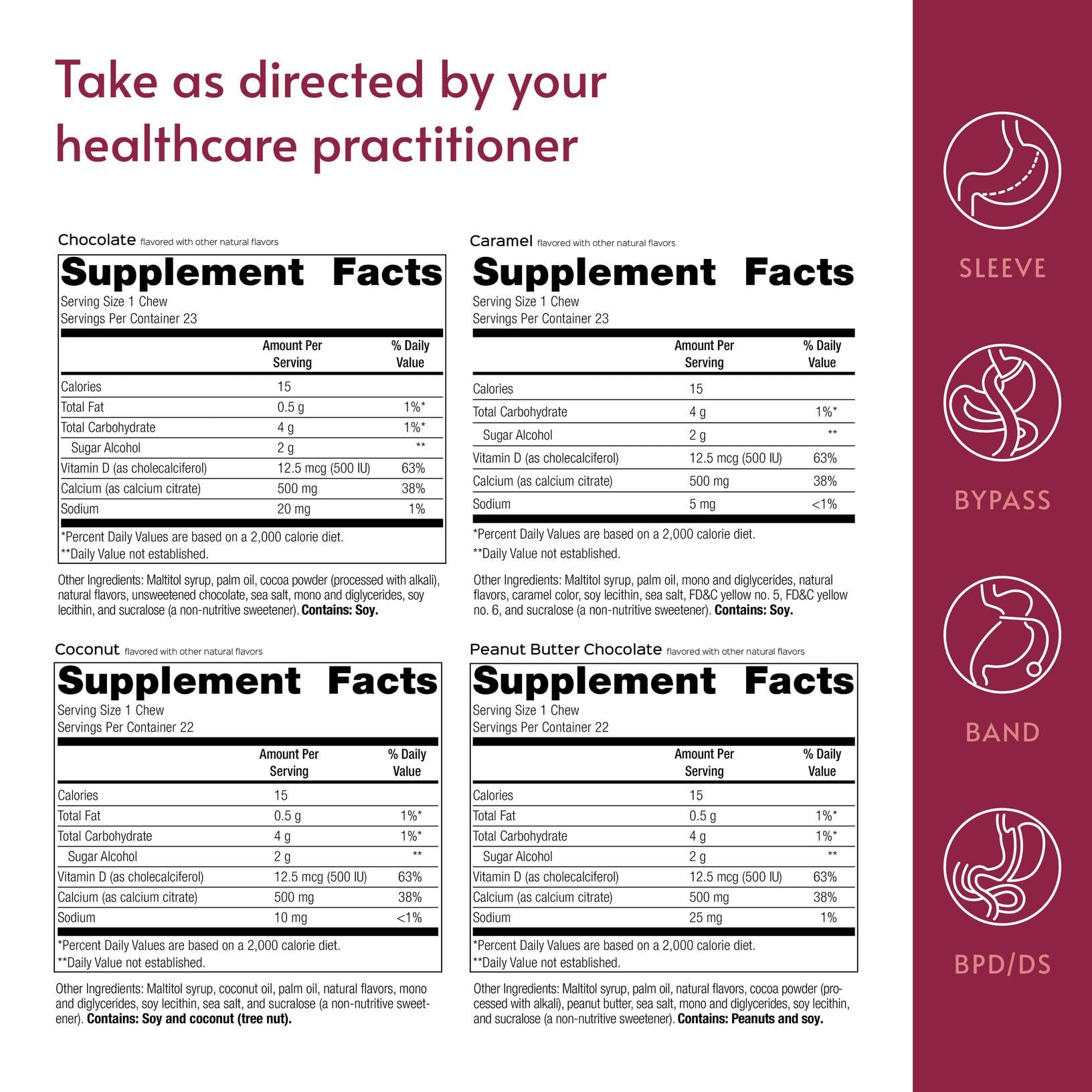 Vitamin D3 label on Bariatric Advantage bites signals absorption support