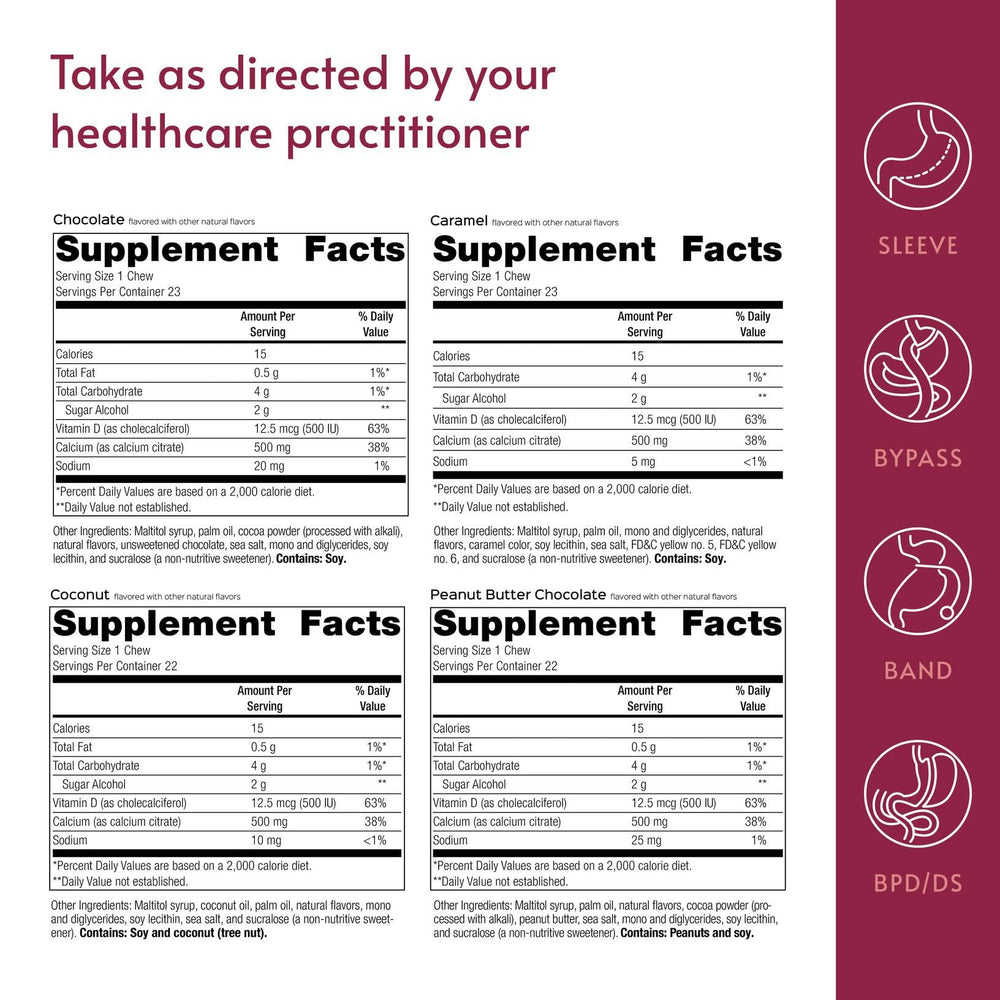 Vitamin D3 label on Bariatric Advantage bites signals absorption support