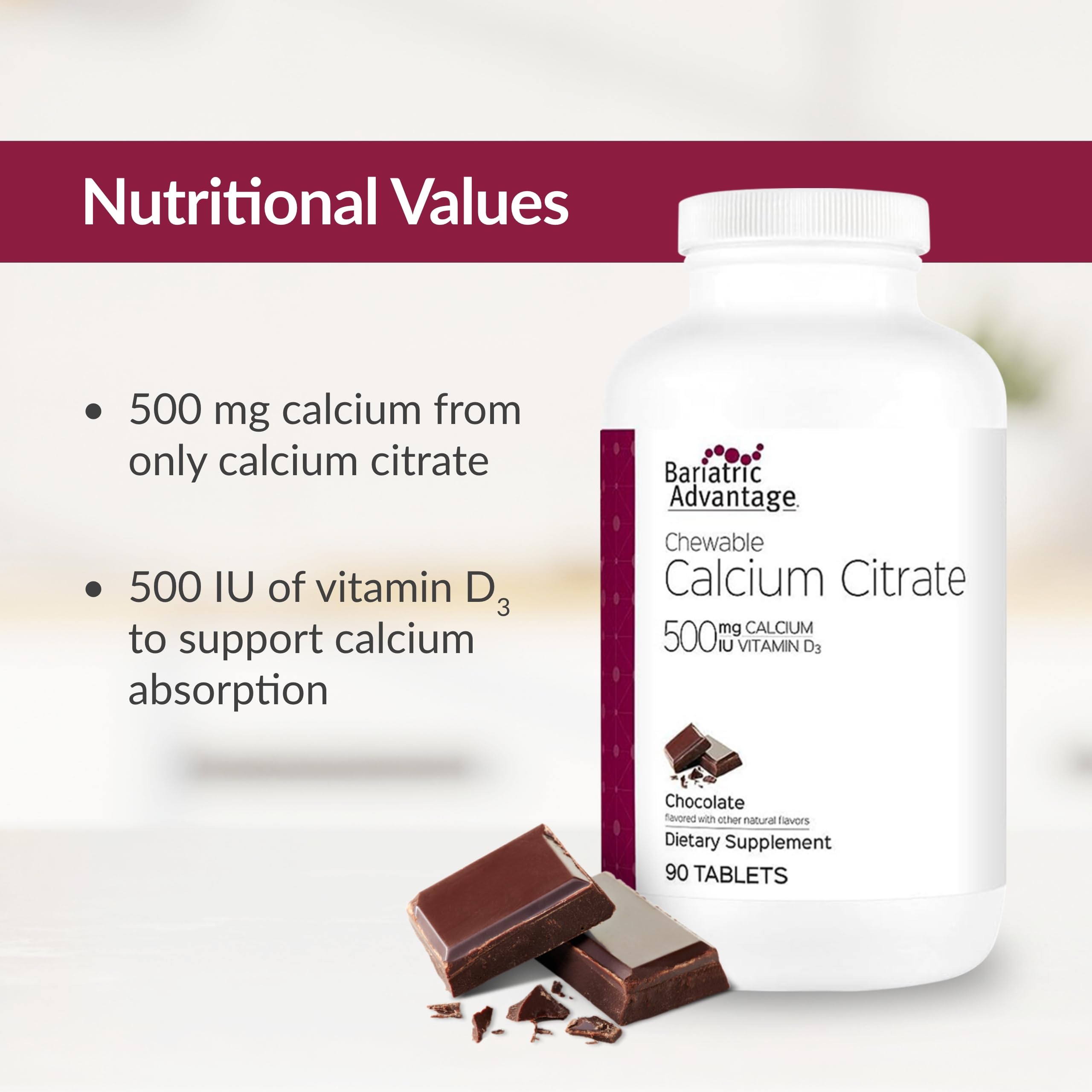 Magnesium glycinate and vitamin K are part of Bariatric Advantage formula.