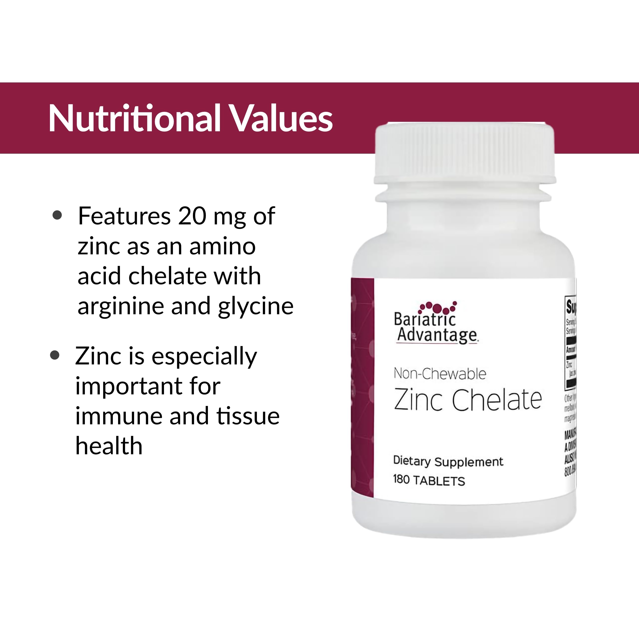 Bariatric Advantage zinc chelate daily dose setup for immune support