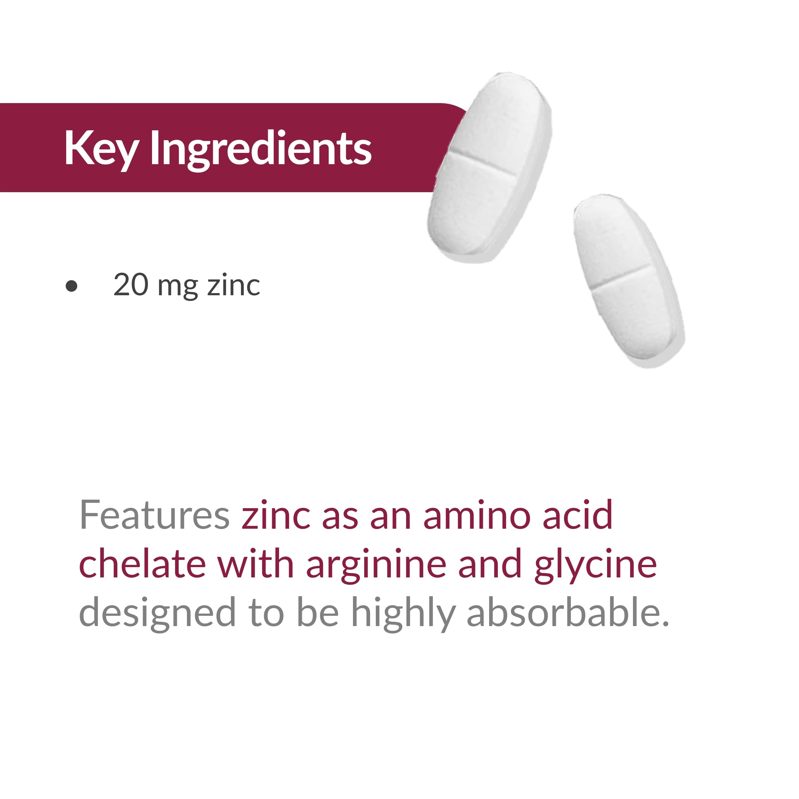 Bariatric Advantage zinc chelate supports tissue health and skin integrity