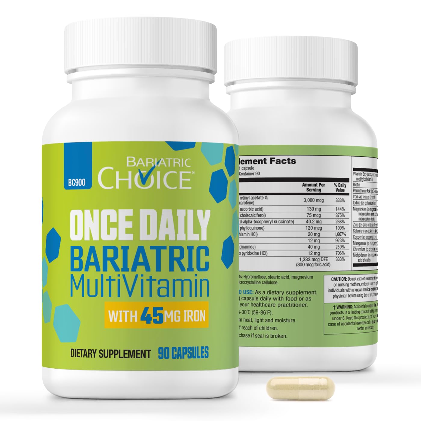 Bariatric Choice bottle with 90-count label for comprehensive daily nutrition.