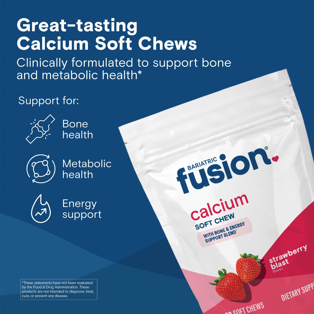 Bariatric Fusion packaging image with 60-count bottle highlights on-the-go convenience.