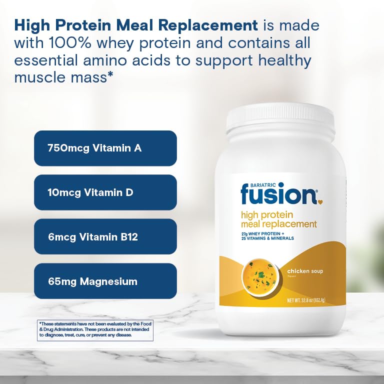 Bariatric Fusion nutrition panel highlights gluten-free and sugar-free attributes.