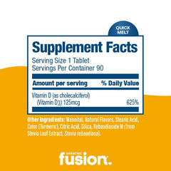 Bariatric Fusion lemon-flavored D3 tablet dissolving on tongue, suggesting fast melt.