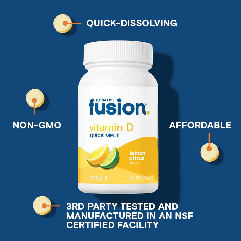 Bariatric Fusion D3 5000 IU packaging image indicating gluten-free and allergen-free formula.