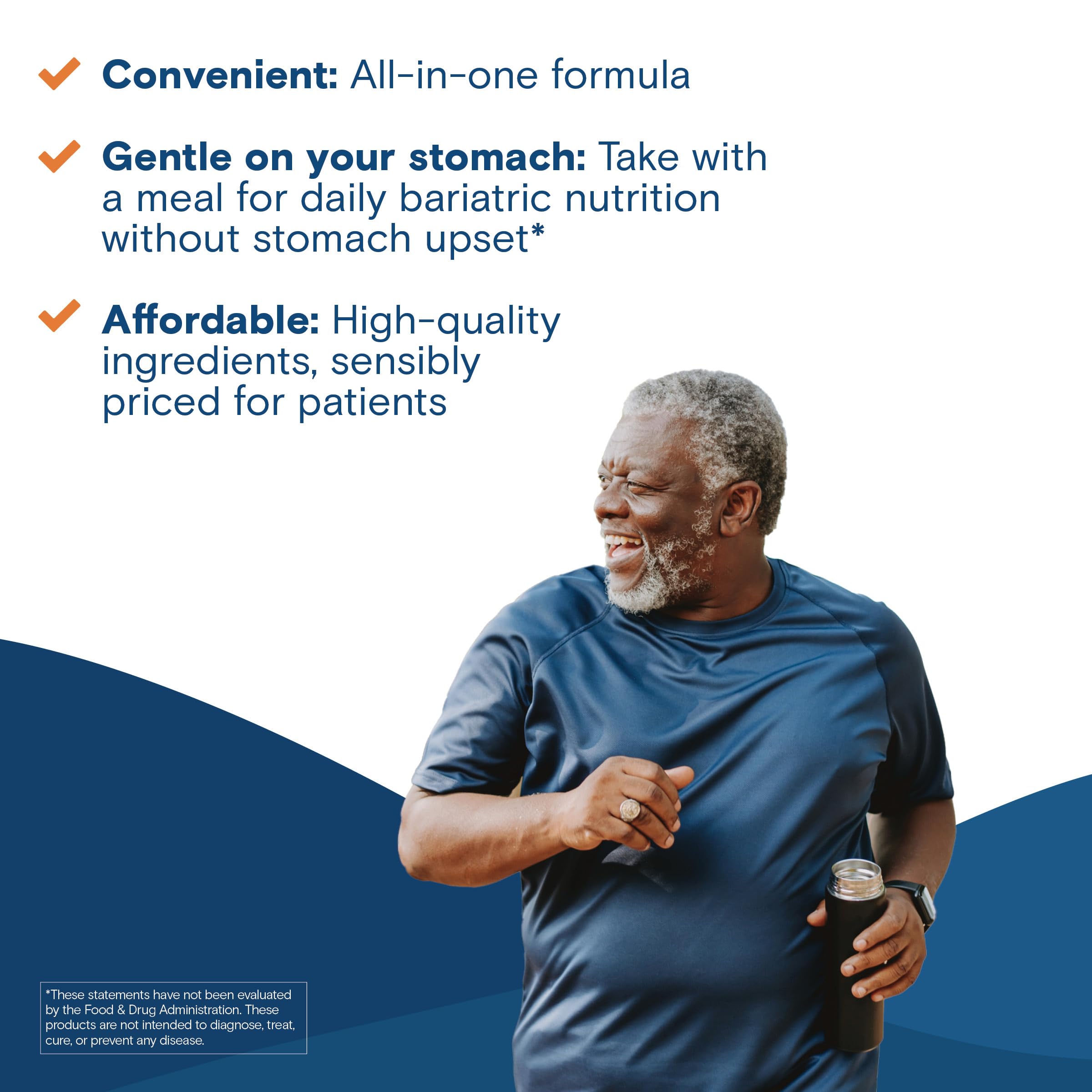 Bariatric Fusion gluten-free formulation communicates ease of daily intake.